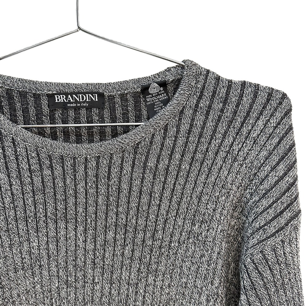BRANDINI Italian 100% Fine Merino Wool‎ Men's Chunky Ribbed Sweater • XXL • gray